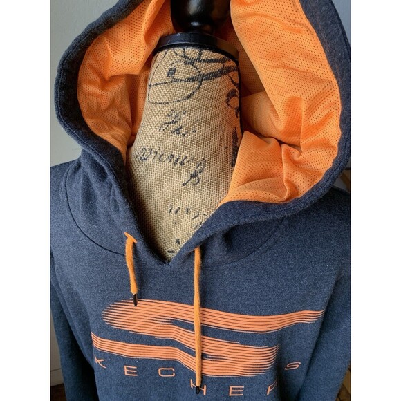 Skechers Performance Division Men's Hooded Sweatshirt Orange/Grey Sz 2XL Pockets - Picture 4 of 11